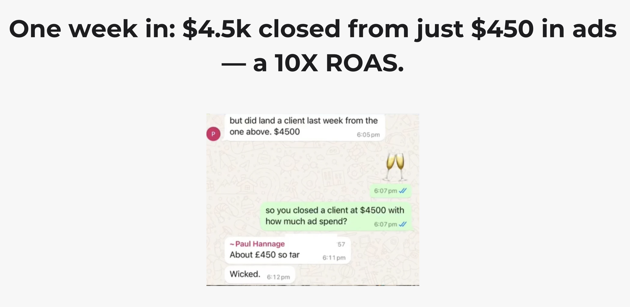 Client made $4,500 from our system